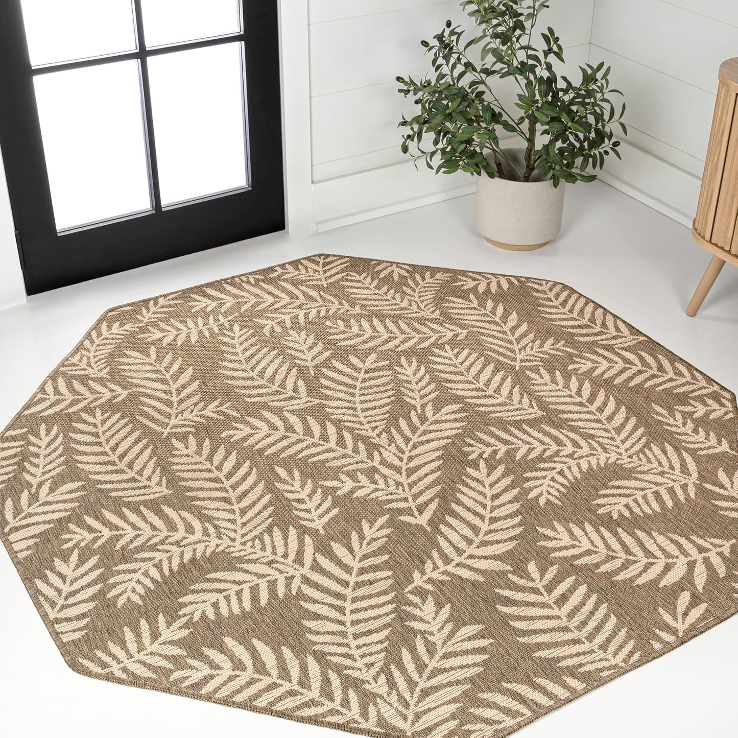 Alfombra octagonal interiores exteriores 5ft marrón