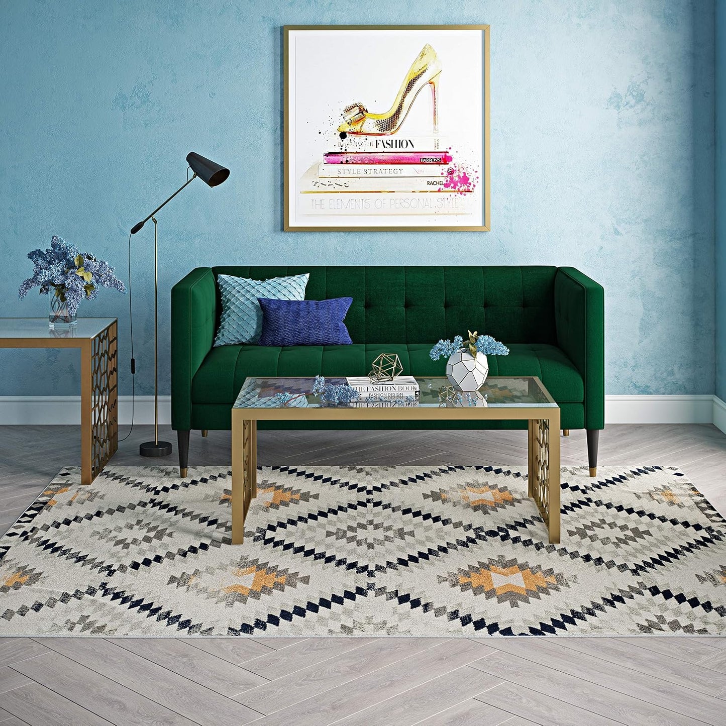 Alfombra tribal marroquí dorada 3x5ft