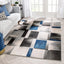 Alfombra texturizada moderna geométrica azul 9x3x12x6ft