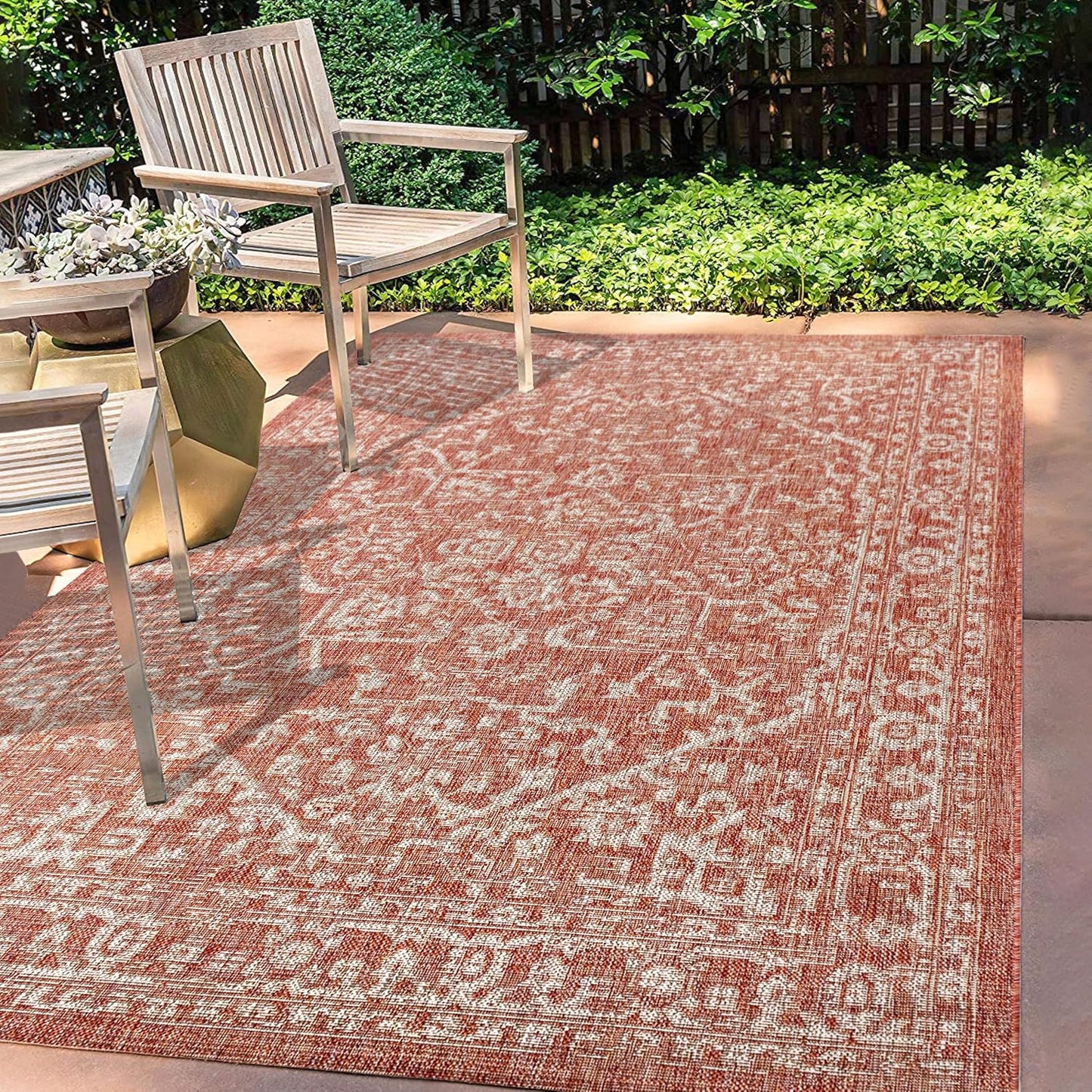 Alfombra Boho Medallion 4x6pulg Rojo/Taupe Texturizado