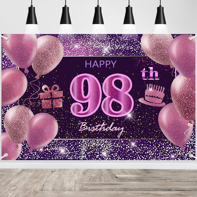 Pancarta rosa feliz cumpleaños decoración fiesta niña mujer