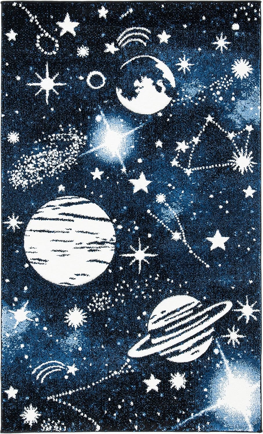 Alfombra niños 4x6ft azul oscuro y claro
