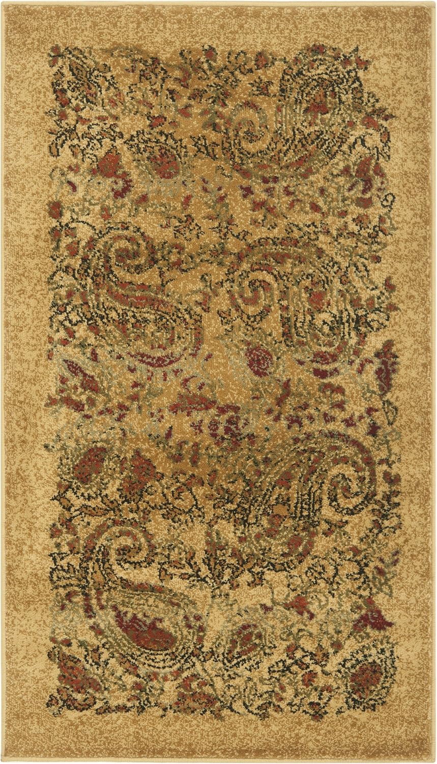 Alfombra decorativa 2'3x4' beige y multicolor