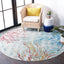 Alfombra exterior redonda 5.3ft color verde y blanco lavable