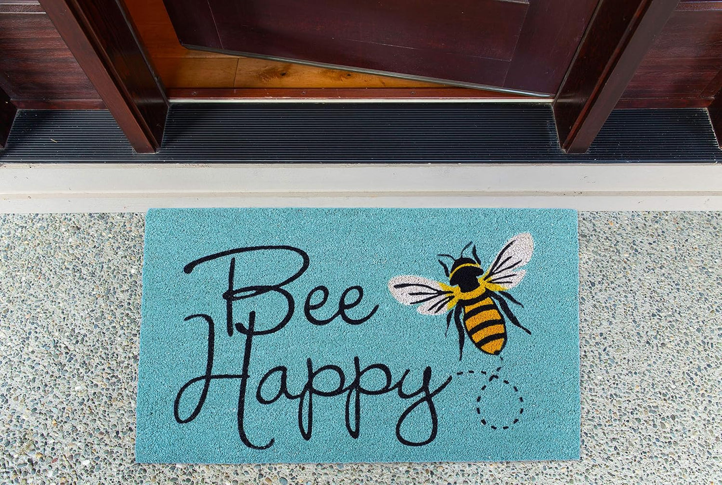 Felpudo fibra coco abeja feliz 18x30"