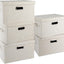 Cestas plegables de lino beige 15x21" con tapa 5 pzas
