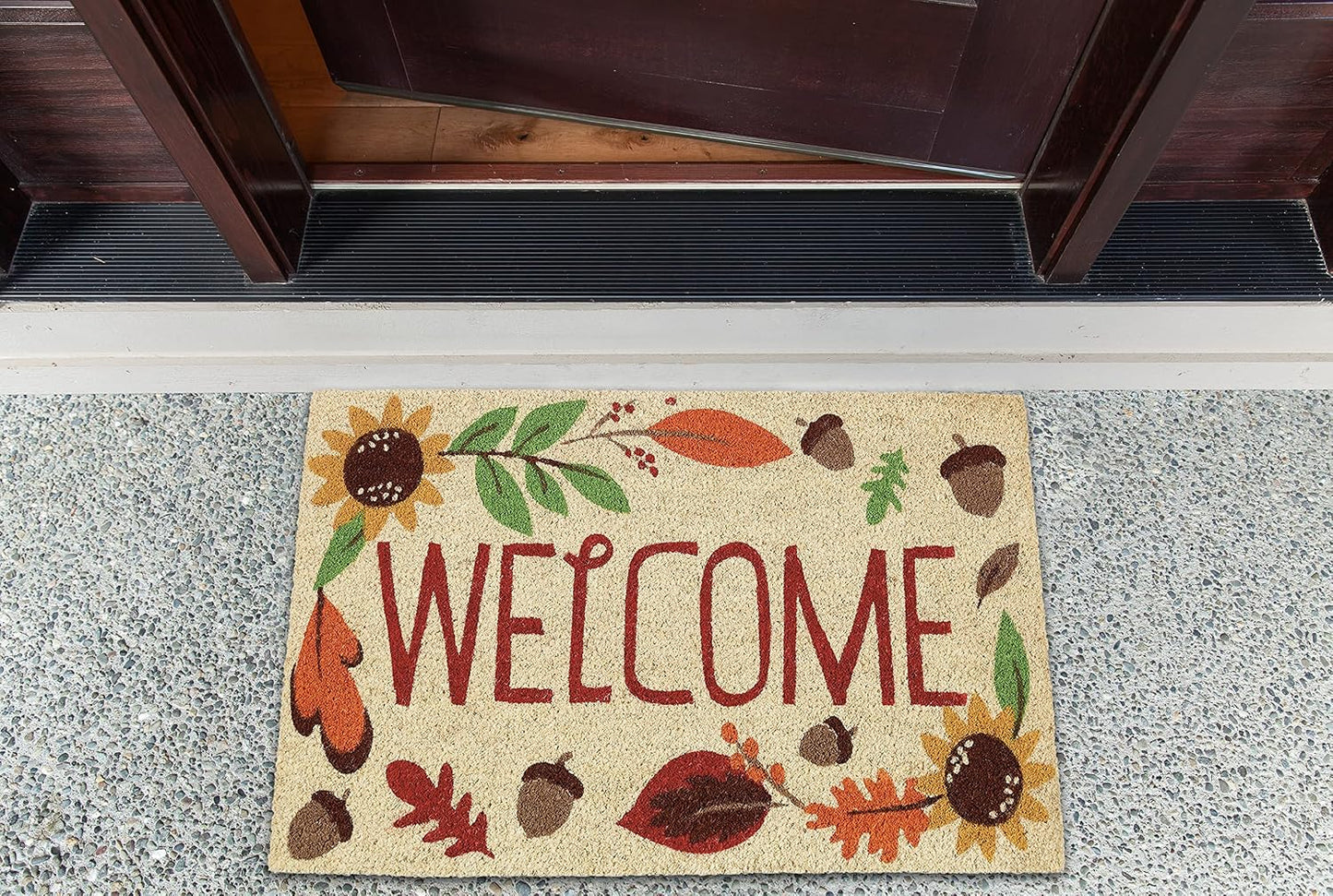 Felpudo bienvenida otoño fibra coco 17x29"
