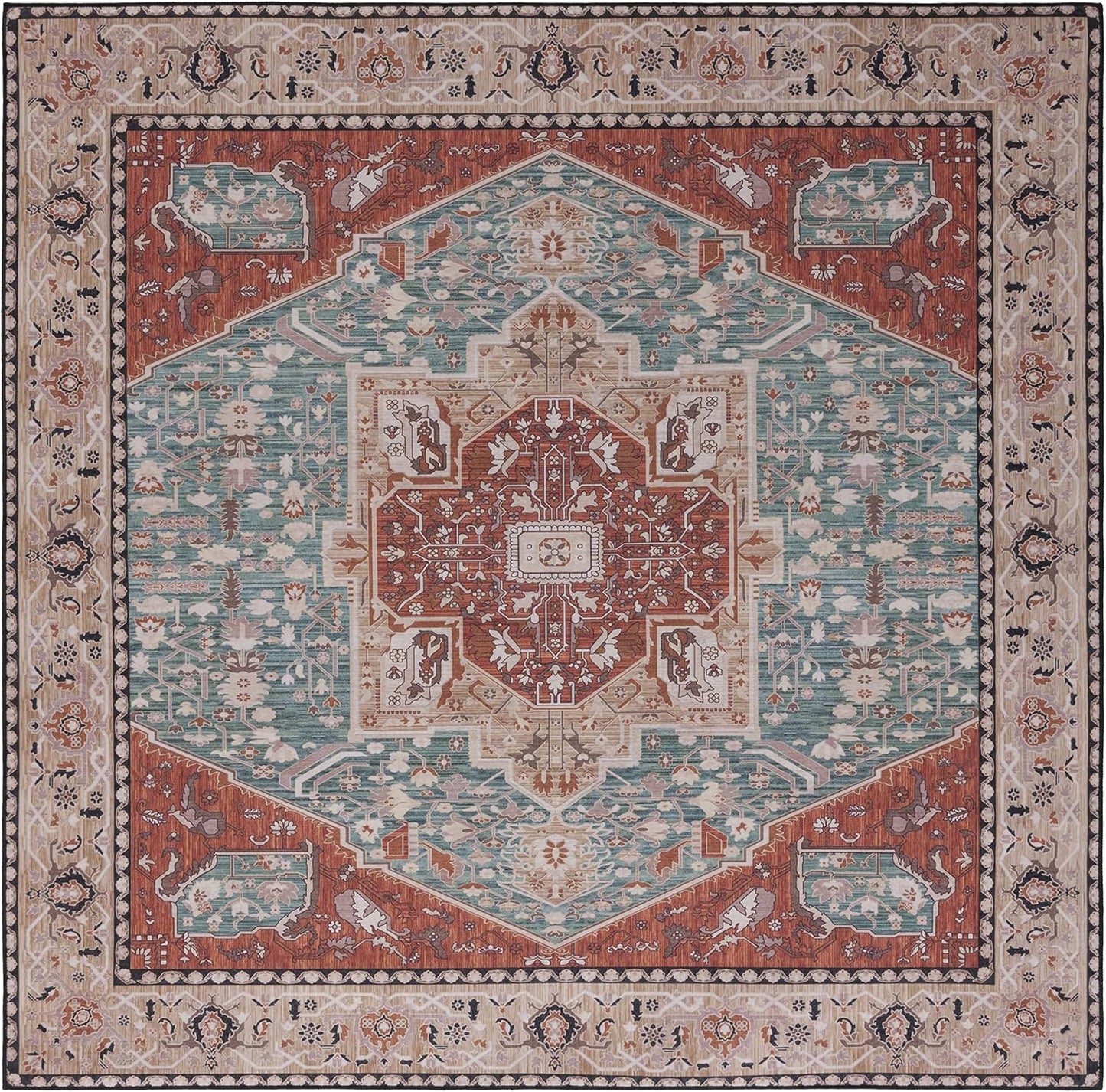 Alfombra lavable Tucson 4ft color aguamarina antiderrap