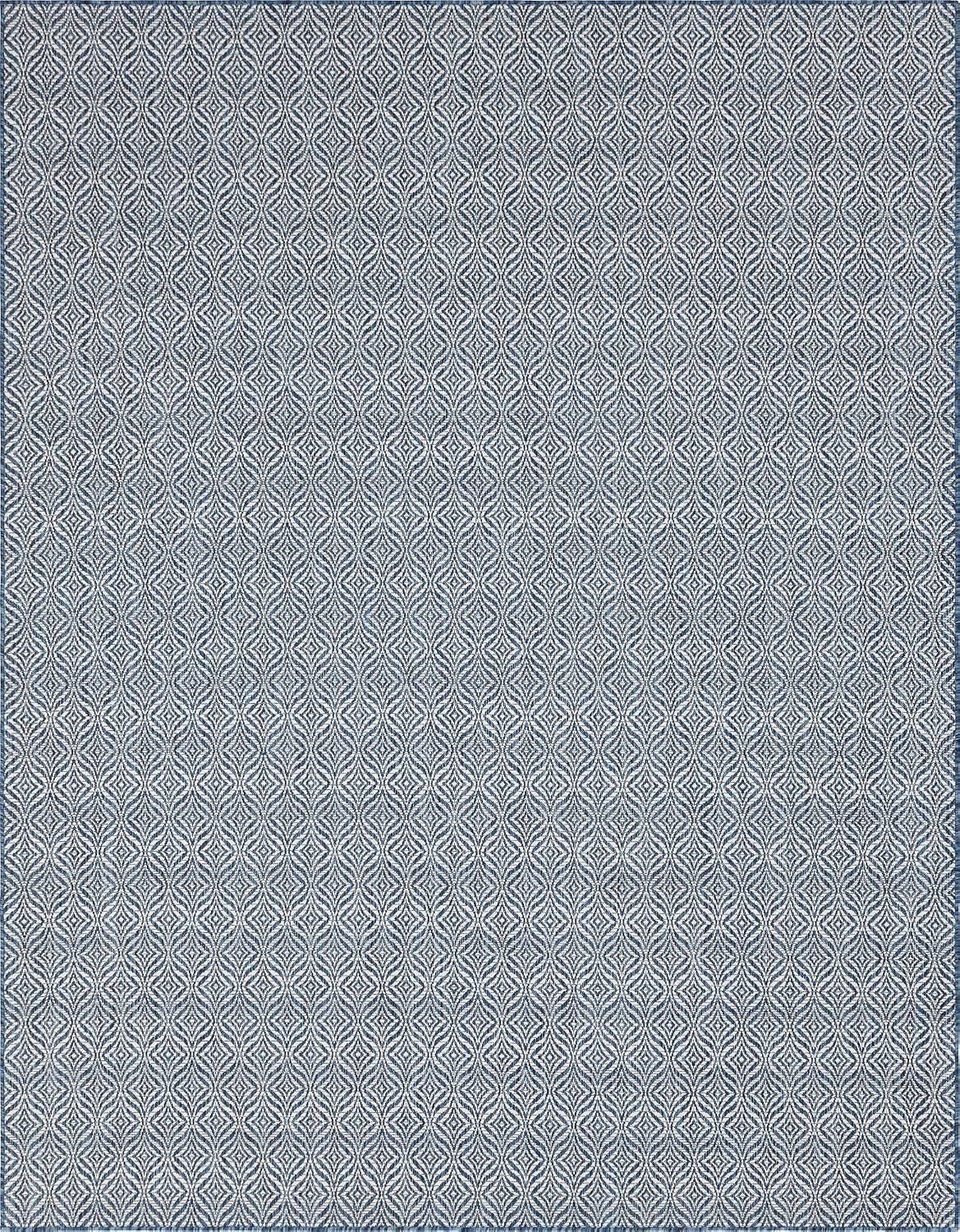 Alfombra decorativa enrejado 9x12ft rectangular azul/marfil