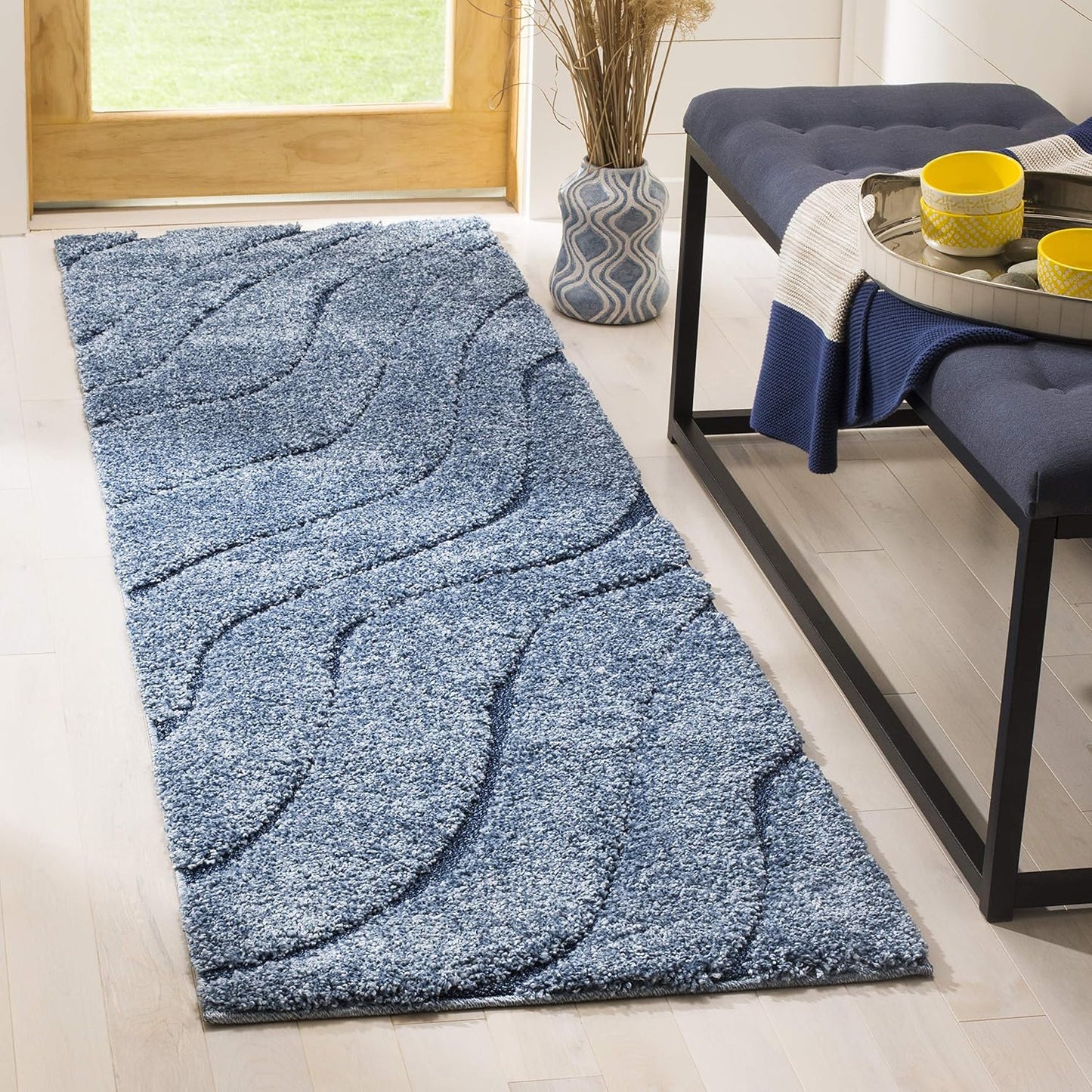 Alfombra Runner 2'3x7' Azul Claro Alta Tracción