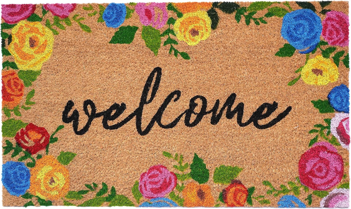 Felpudo bienvenida con rosas 24x36pulg
