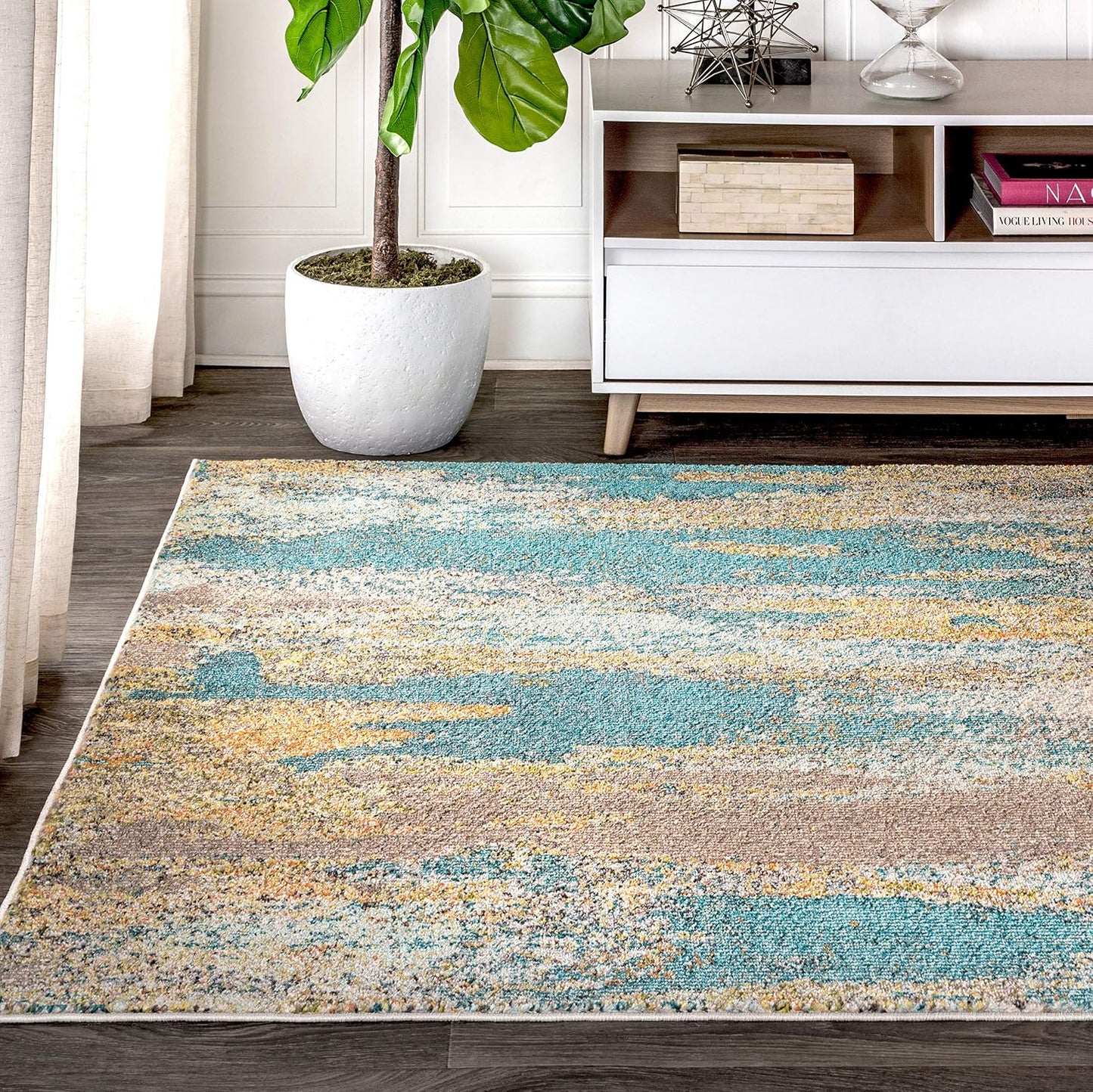 Alfombra abstracta vintage 3x5" sala dormitorio