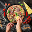 Bandeja pizza antiadherente 13pulg acero carbono con asas silicona