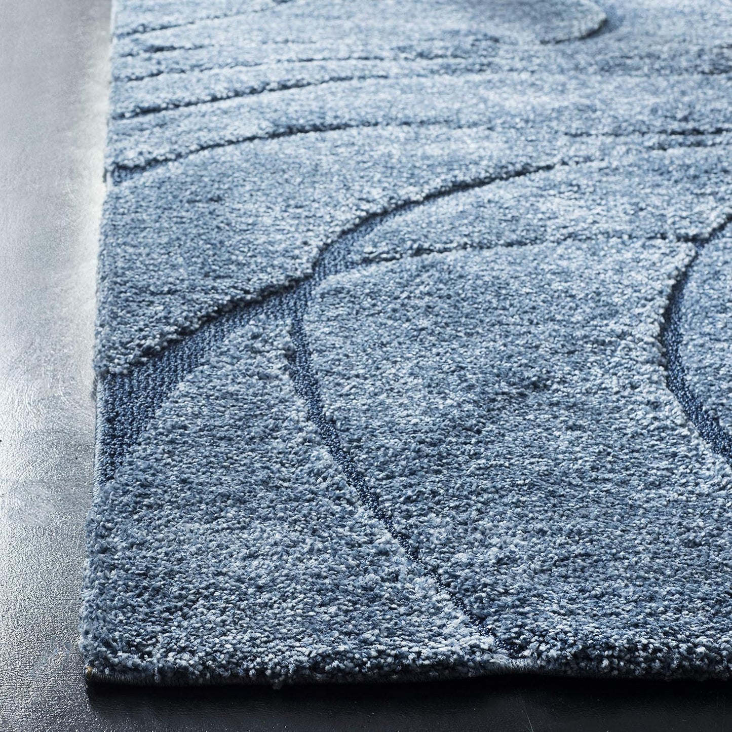 Alfombra Shag ondas abstractas 2'3x4' azul claro