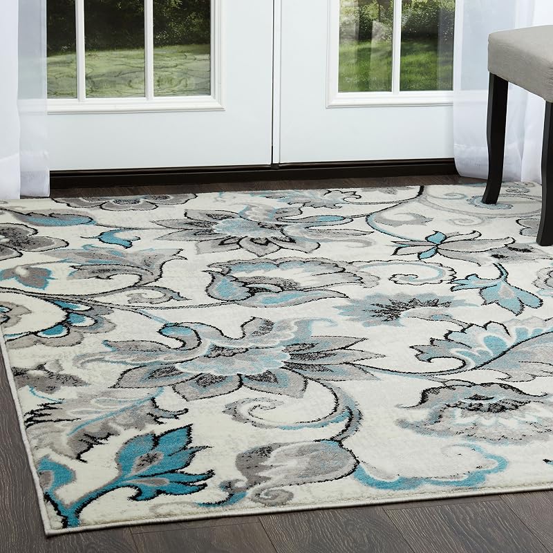 Alfombra Boho Odesa Ikat Marfil/Azul 7'9x10'2