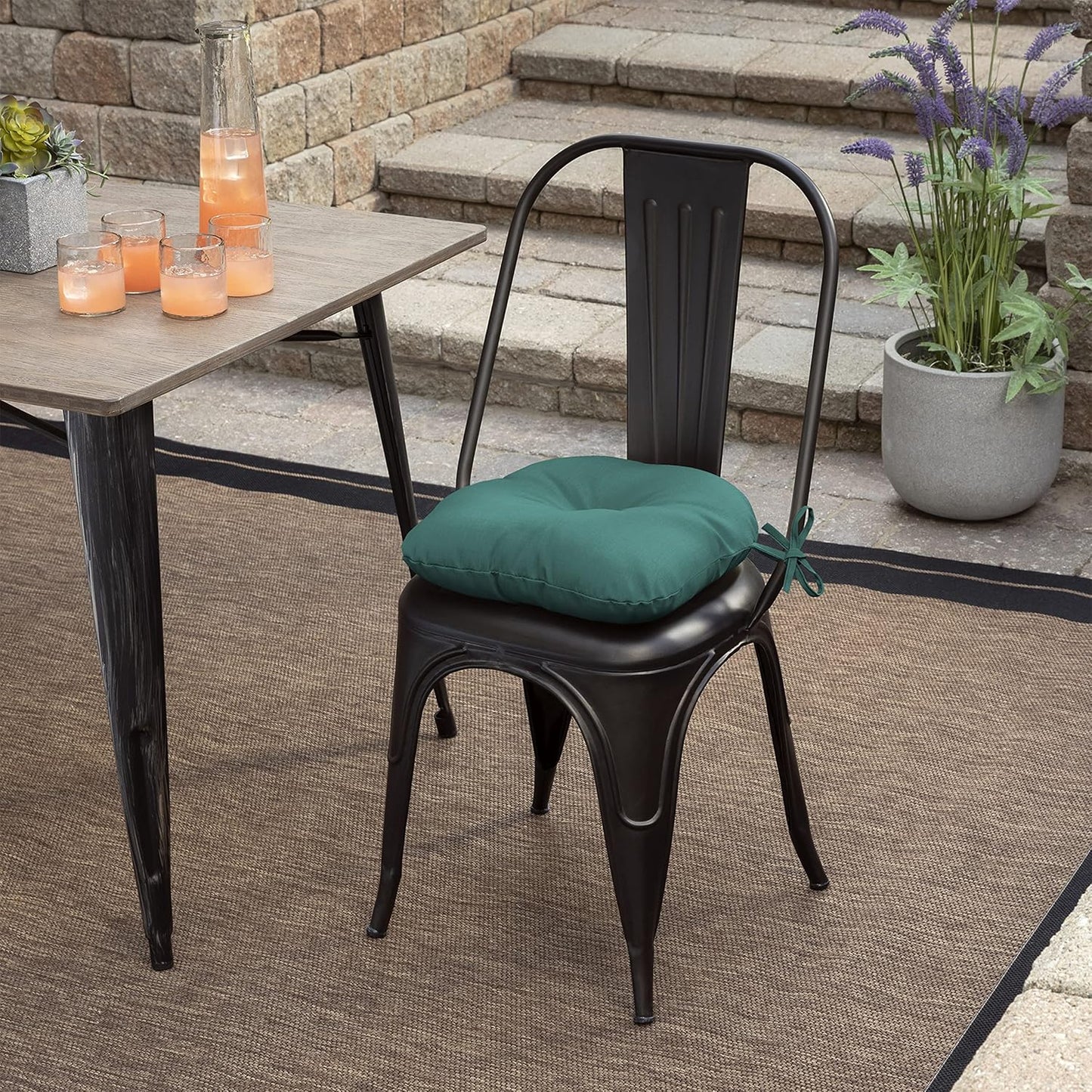 Set 4 cojines asiento bistró exterior 14.5x15pulg resistente