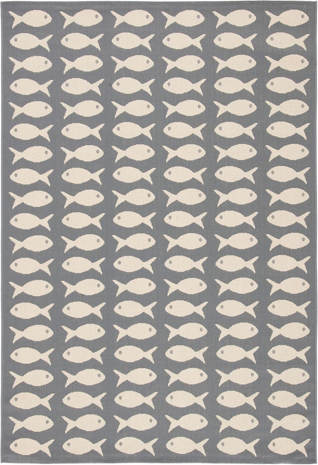 Alfombra lavable exterior 5'3x7'7 gris y beige CY6013-236
