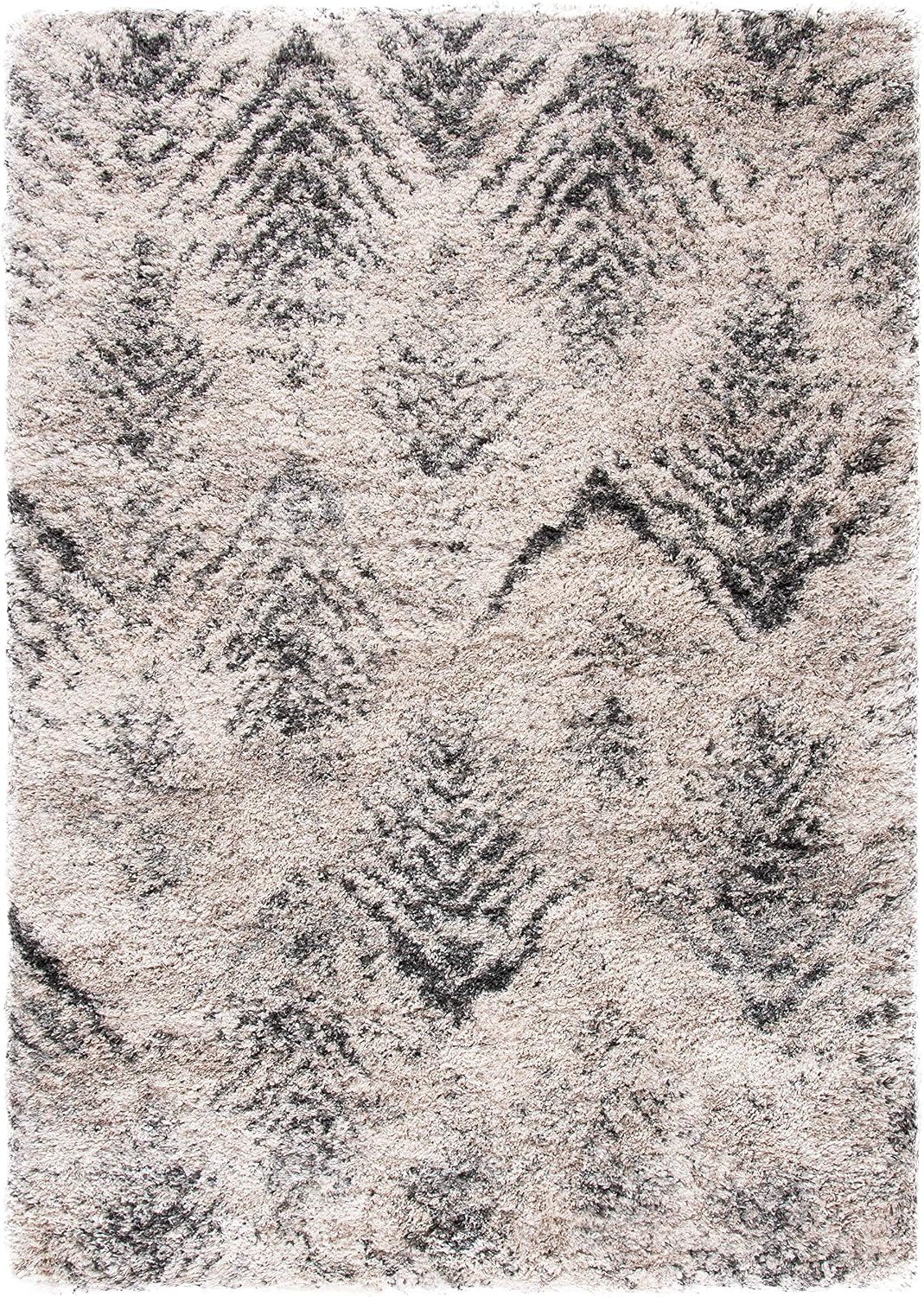 Alfombra decorativa 4x6ft crema y gris diseño moderno