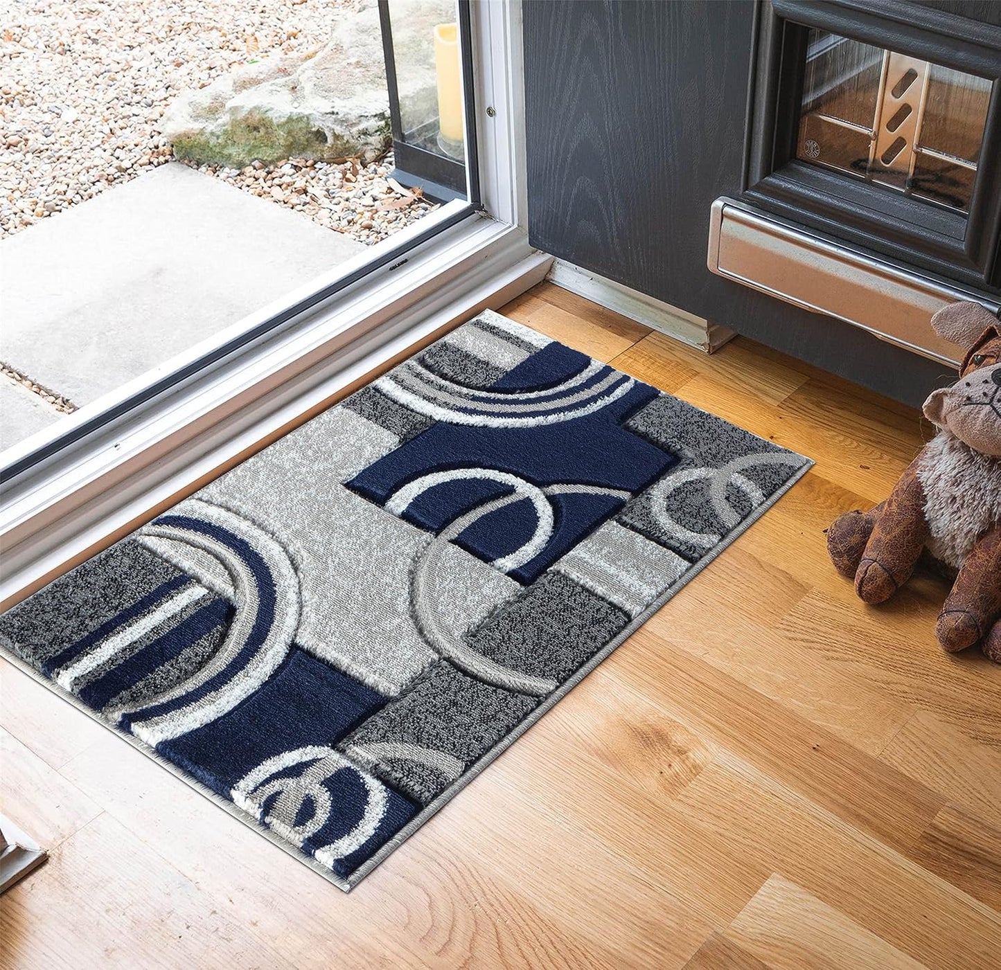 Tapete moderno suave 2x3ft azul marino para sala comedor