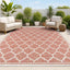Alfombra marroquí enrejada 8x10ft rojo/beige texturizado