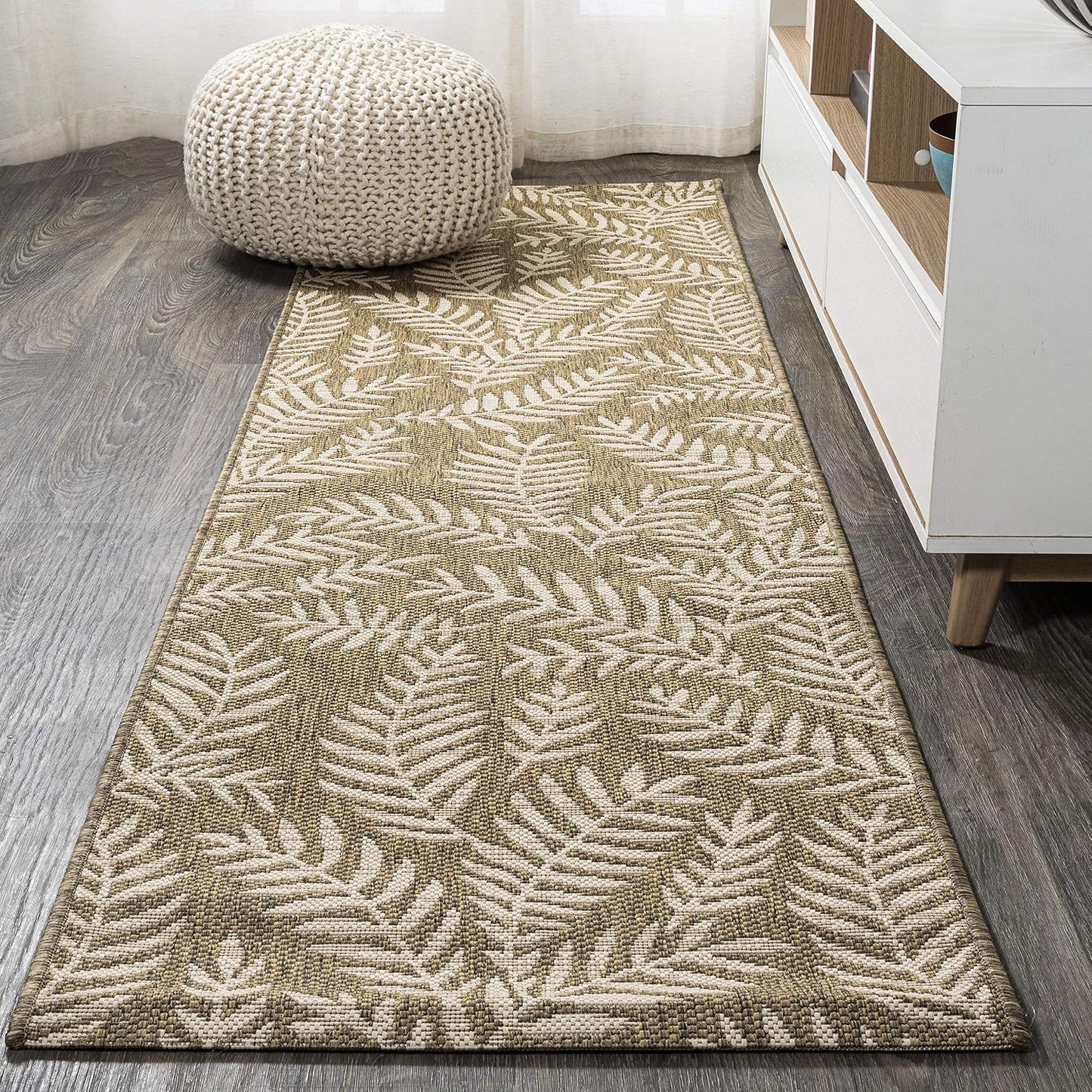 Alfombra corredor 2x10ft marrón/beige patio alta tráfico