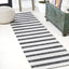 Tapete rayas anchas 2x10ft negro crema para patio exterior