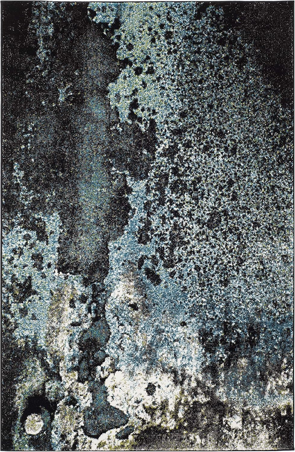 Alfombra moderna abstracta 4x6ft azul/multicolor