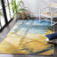 Alfombra área 5.3x7.6pies ondas tropicales azul y dorado