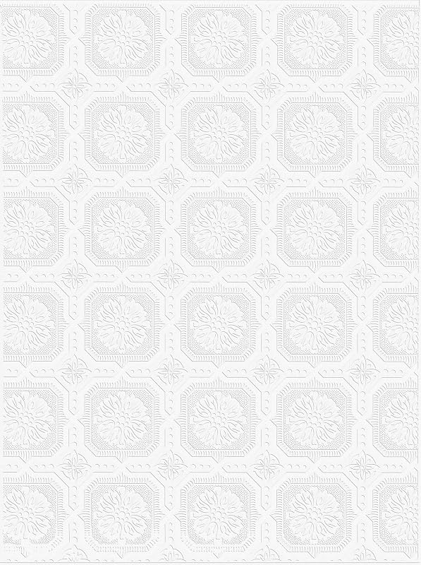 Rollo papel pintado cuadrado blanco