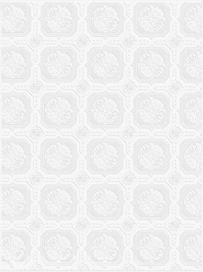 Rollo papel pintado cuadrado blanco