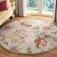 Alfombra redonda sala dormitorio lana enganchada salvia