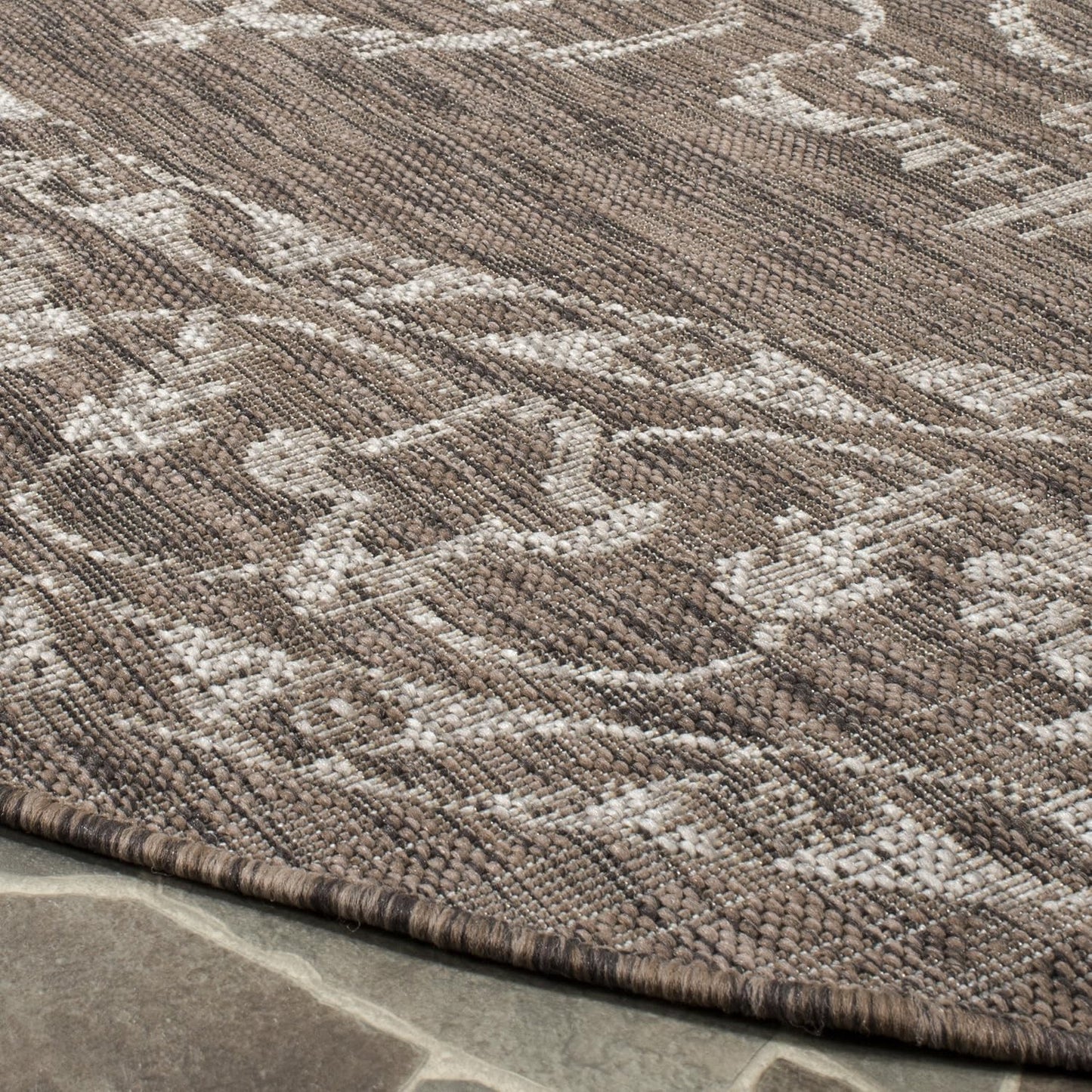 Alfombra lavable exterior redonda 6'7" marrón beige no