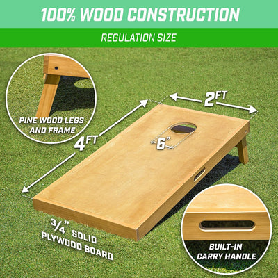 Set tablas cornhole 4x2ft con 8 puf torneo natural o marrón