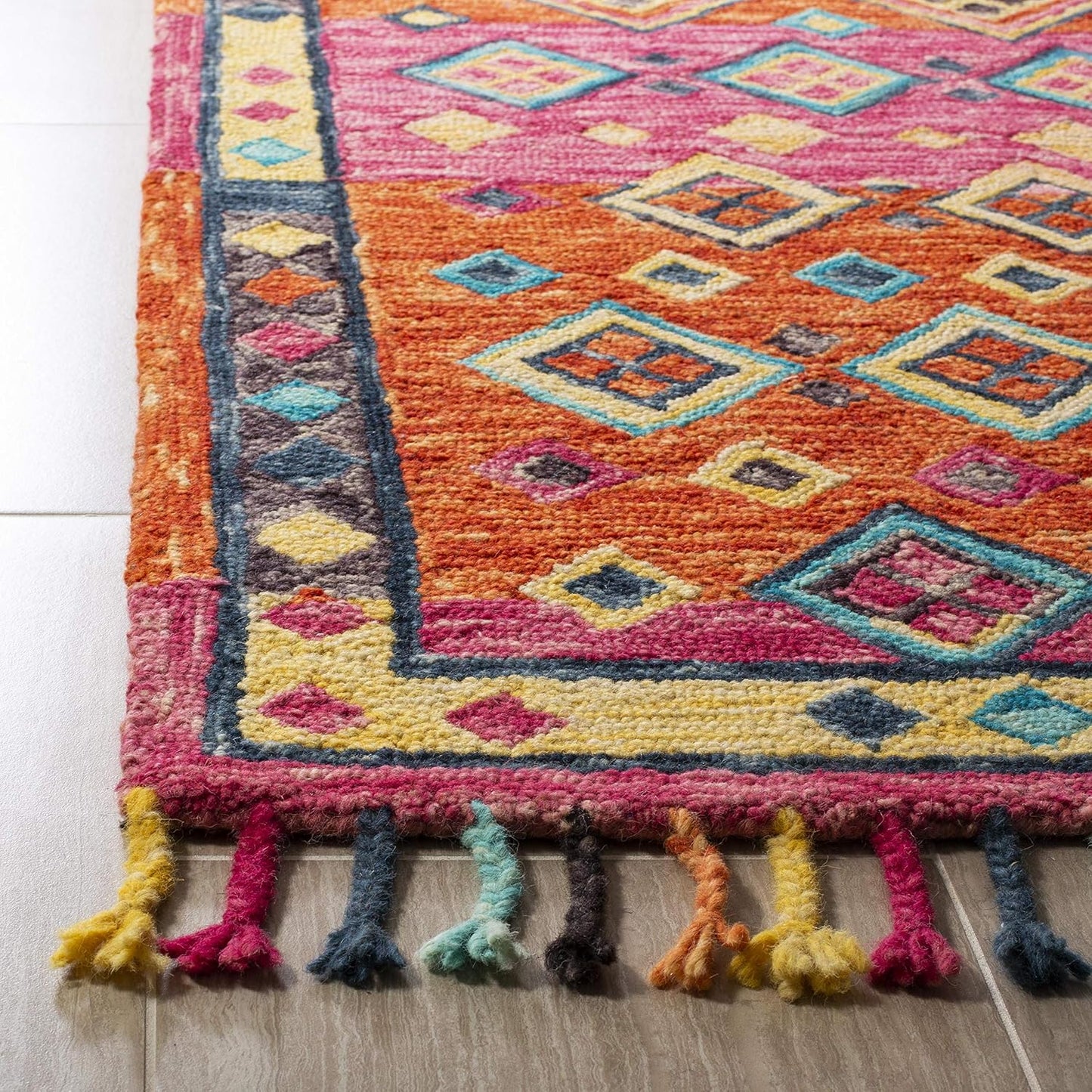 Alfombra pasillo lana trenzada bohemia 2'3"x21"