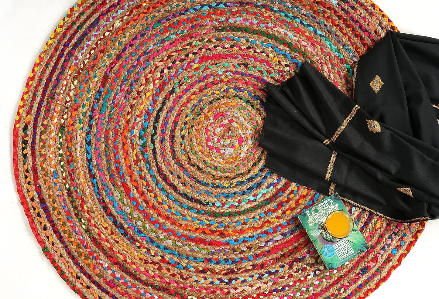 Alfombra yute algodón tejida a mano estilo boho para