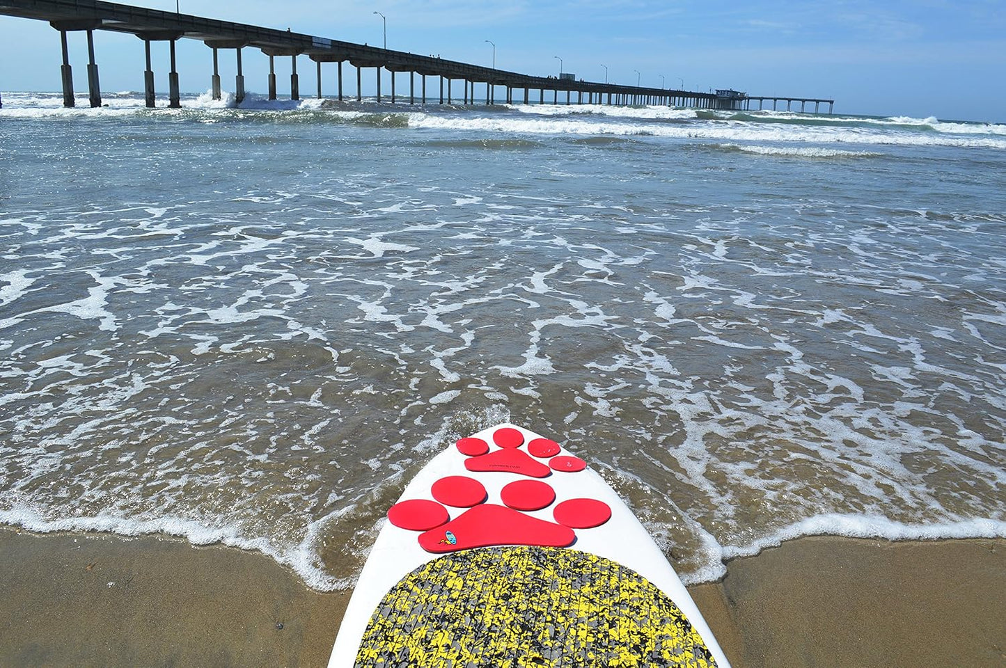 Palo de paddle para perros SUP con diseño de huellas