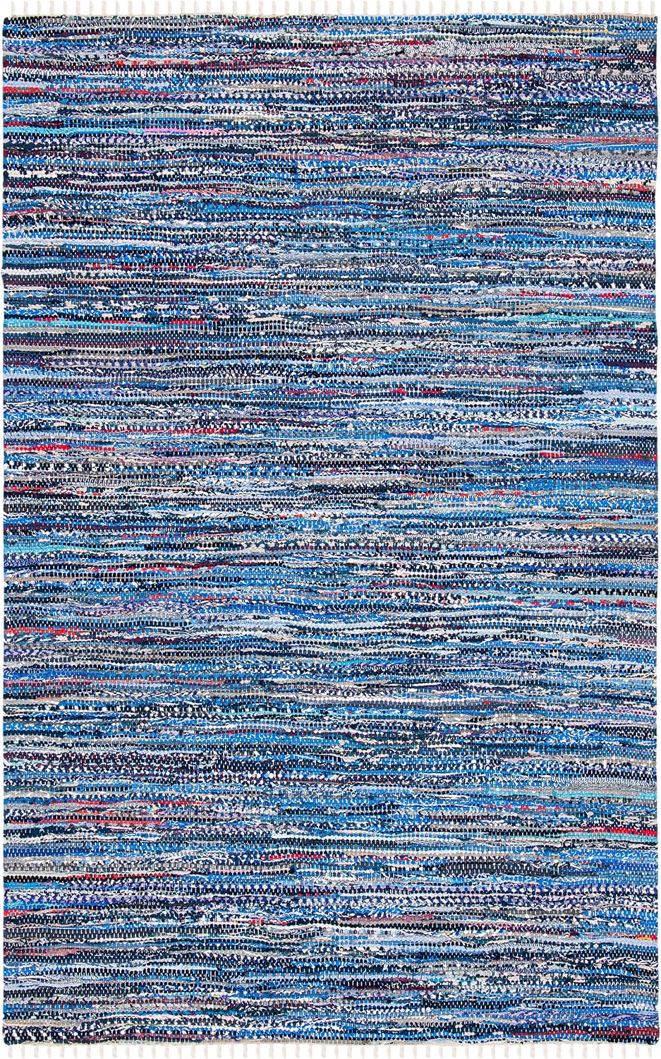 Alfombra área 5x8ft azul y multicolor algodón rayas sala