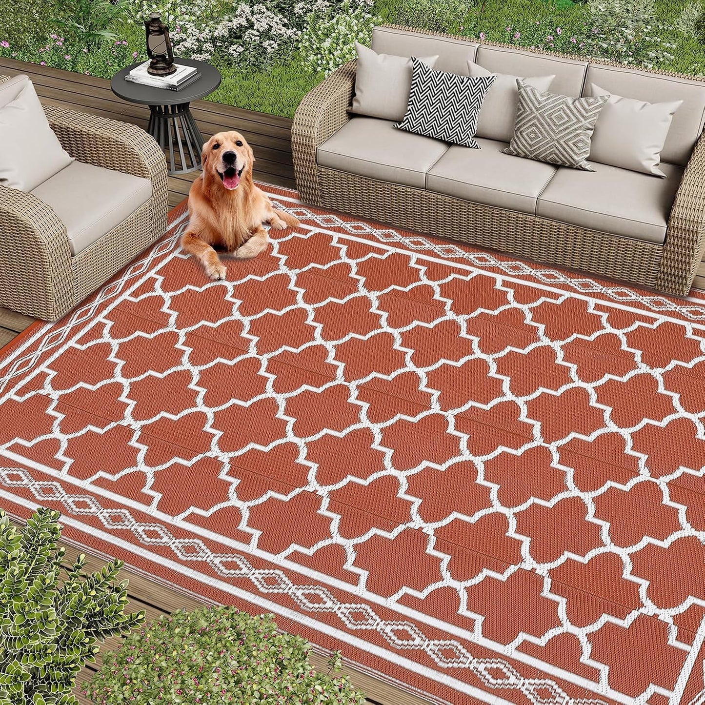 Alfombra exterior 8x10" impermeable plegable reversible