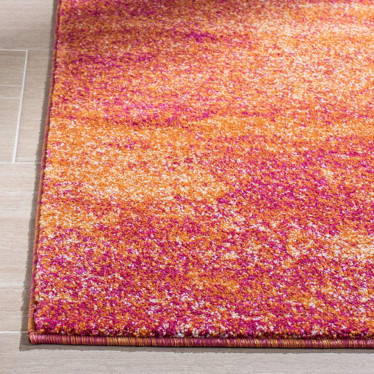 Alfombra moderna abstracta 3x5ft color marfil/naranja