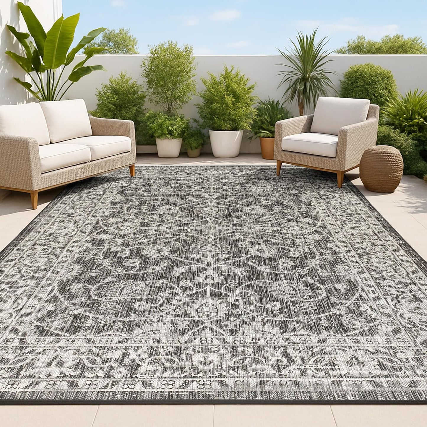 Alfombra Palazzo 8x10ft texturizado negro/gris