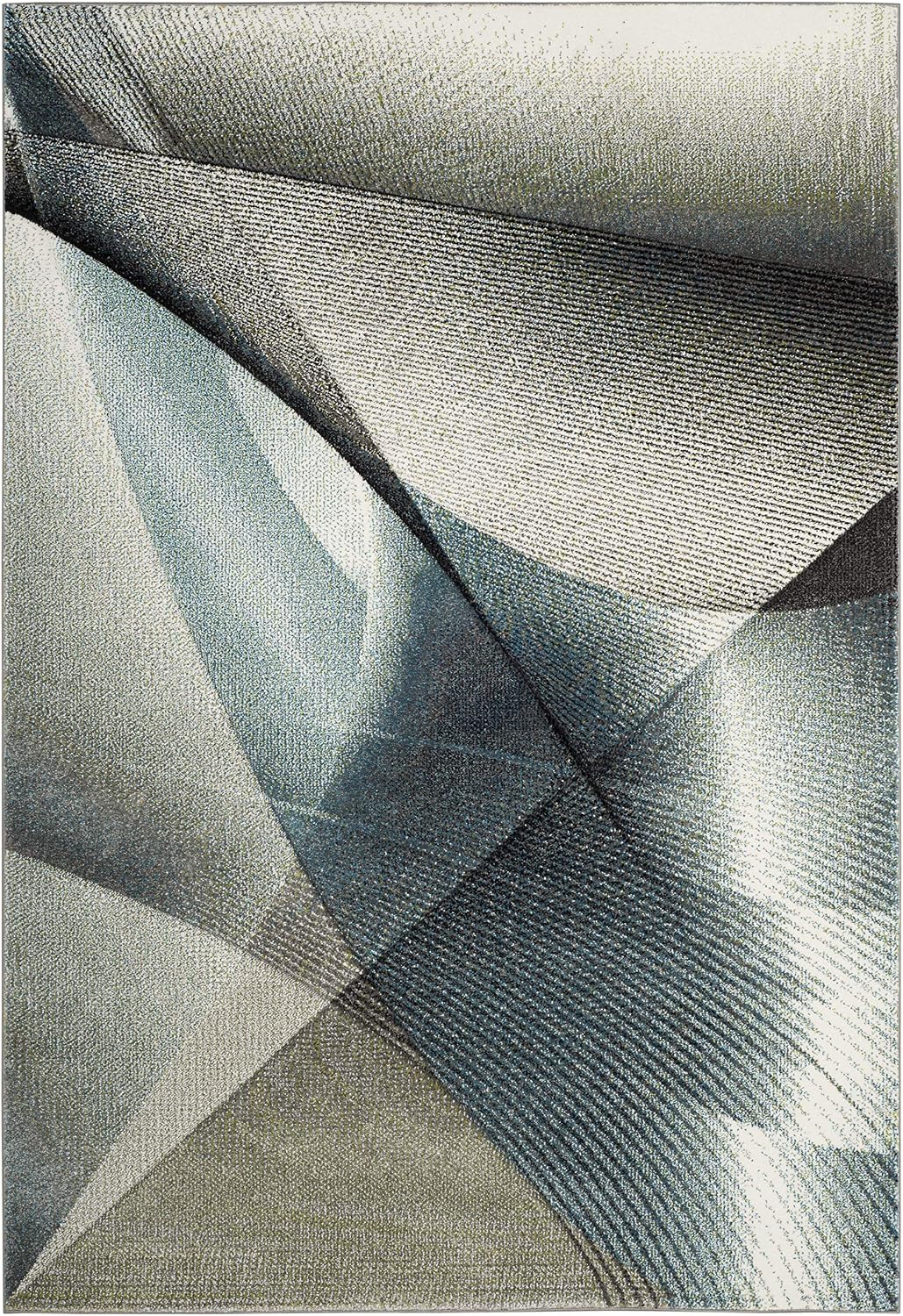 Alfombra área 6'7"x9' gris y verde moderna no pelusa