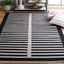 Alfombra Kilim 5x8ft rayas beige y negro lana y algodón