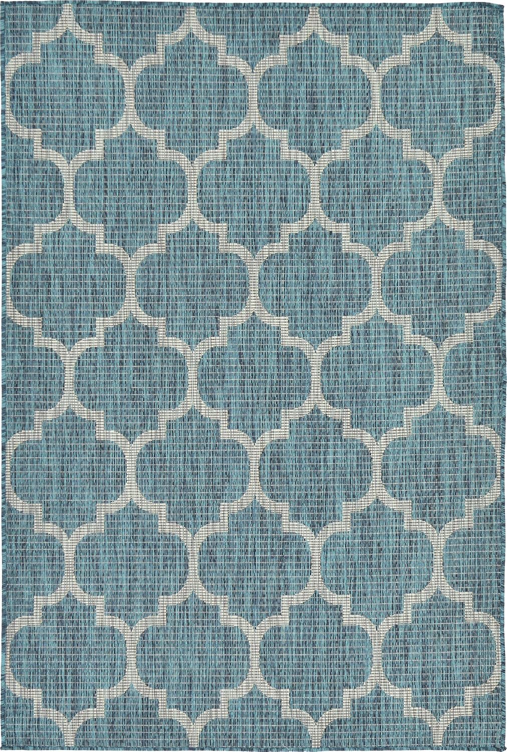 Alfombra área Outdoor Trellis 4x6ft Rectangular Azul/Gris