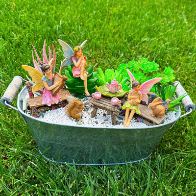 Kit jardín de hadas 12 pzas figuras y accesorios