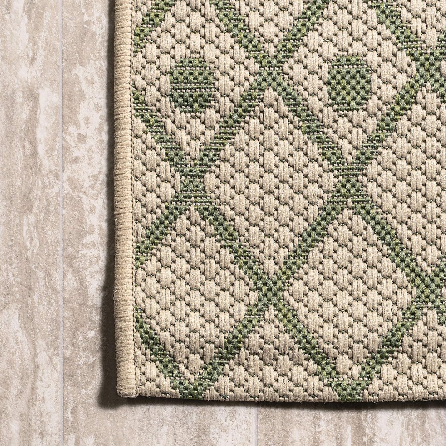 Tapete marroquí bohemio 2x10ft beige/verde para patio