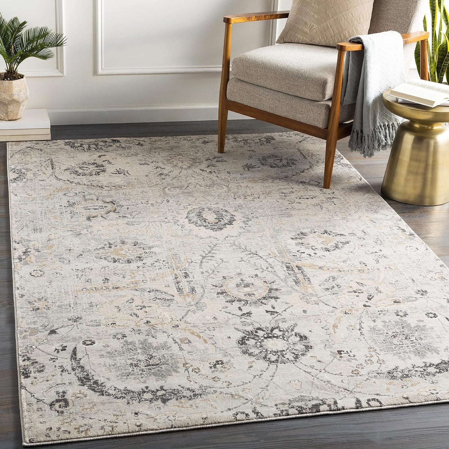 Alfombra 4x6ft para sala dormitorio cocina color carbón