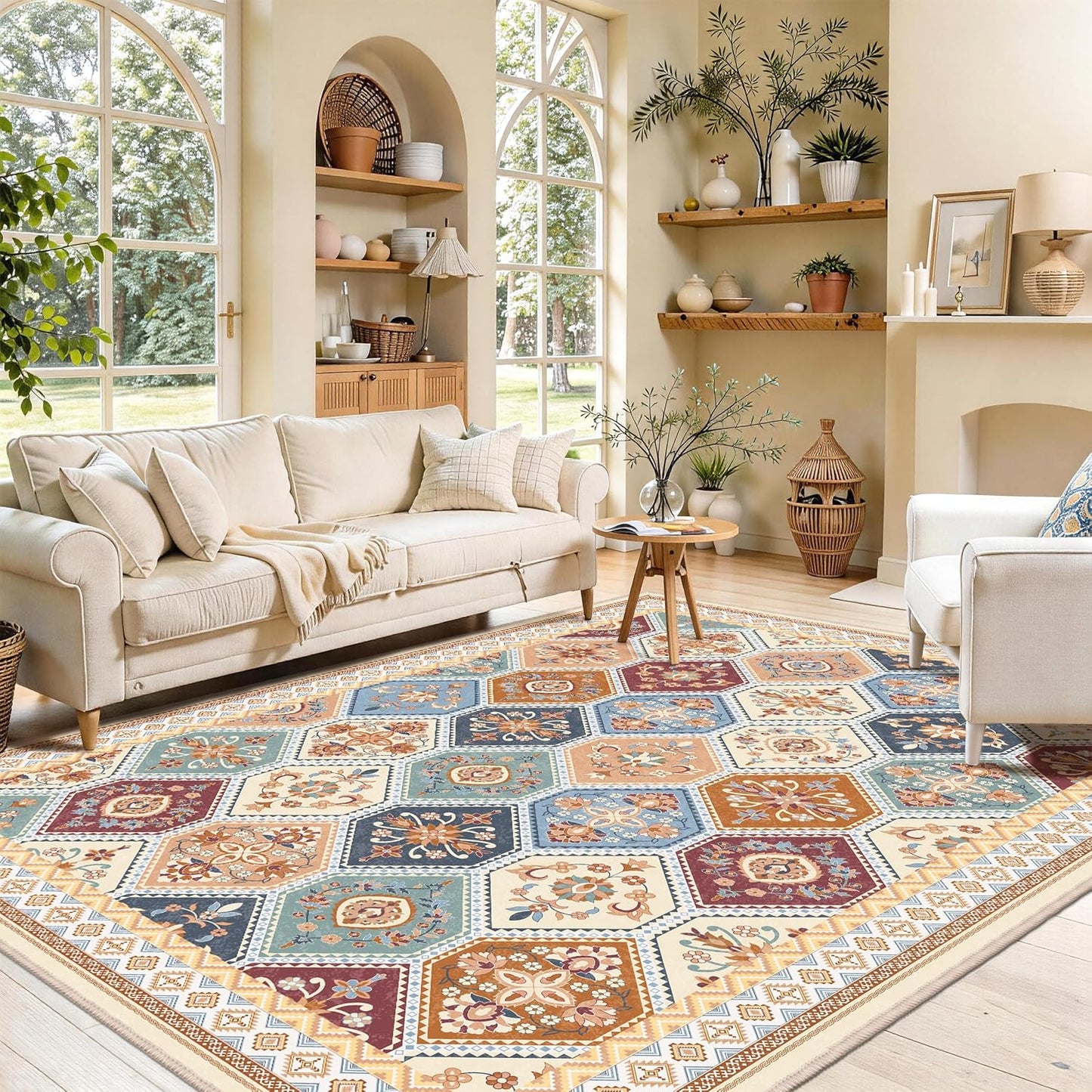 Alfombra suave antiderrap bohemia marroquí 5x7pulg