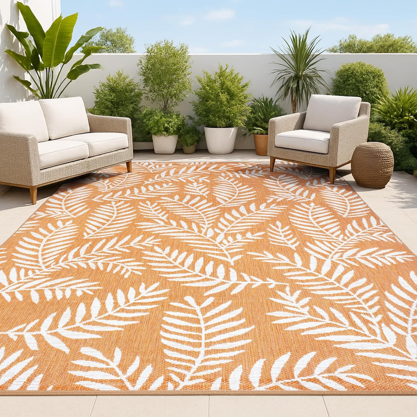 Alfombra nevis patio 5x8ft naranja/crema alta tráfico
