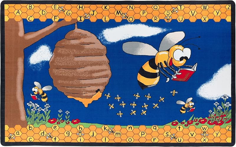 Alfombra aula infantil 6x9ft azul/multicolor