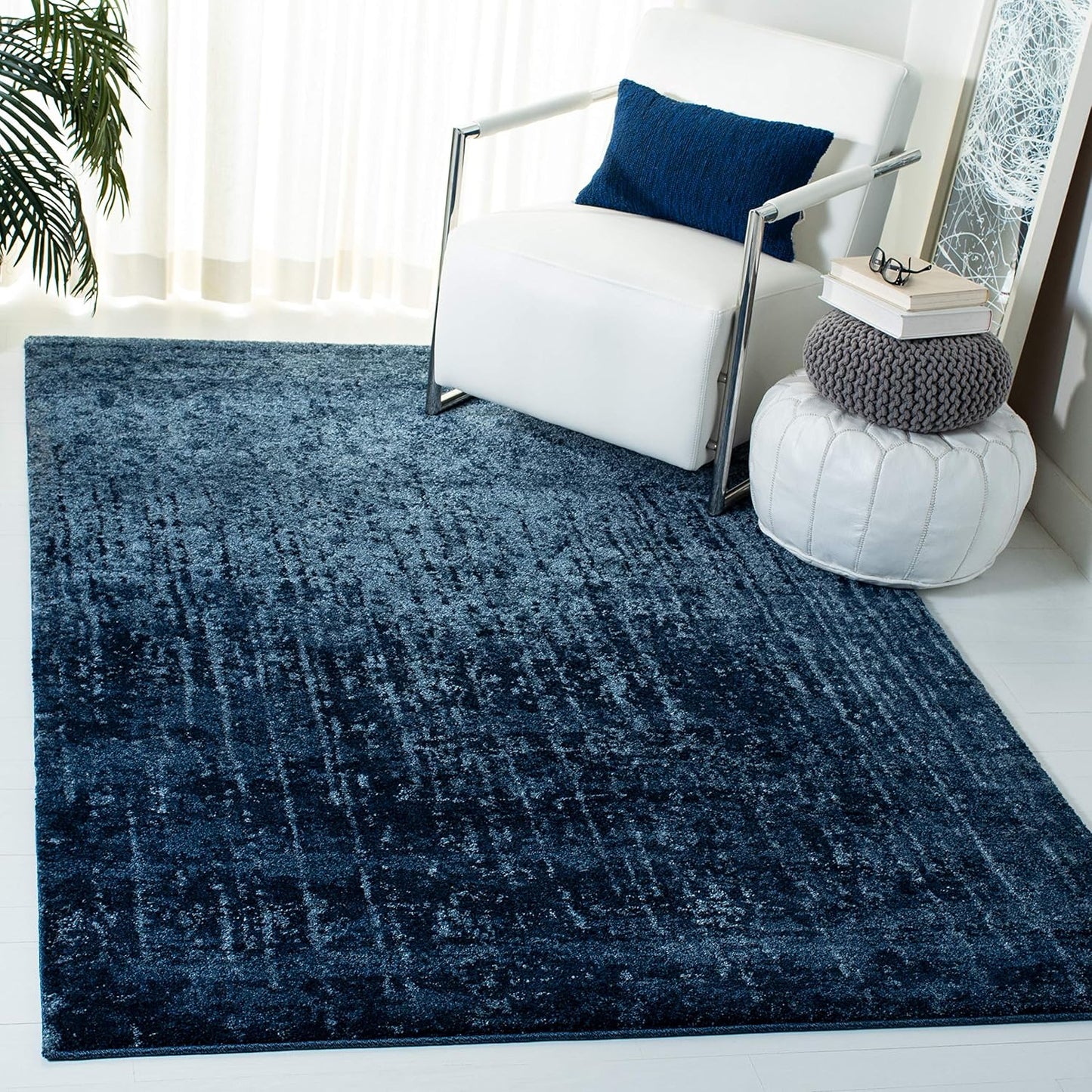 Alfombra decorativa 4x6ft diseño abstracto moderno azul